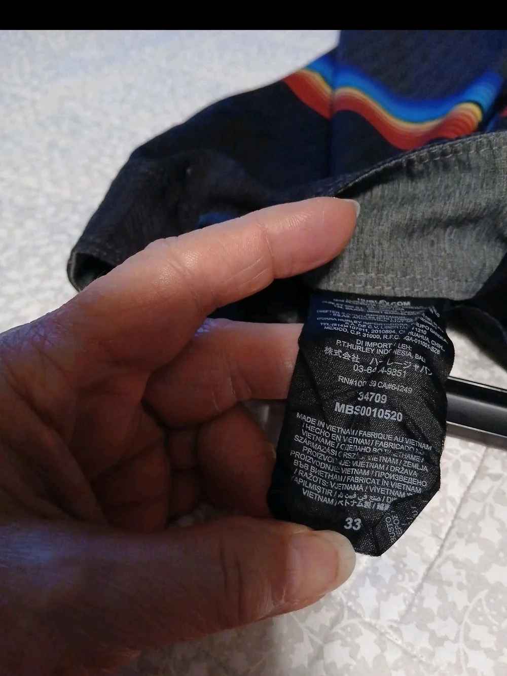 Hurley Men's Black Swim Trunks with Rainbow Stripe Y2K  Sz 33